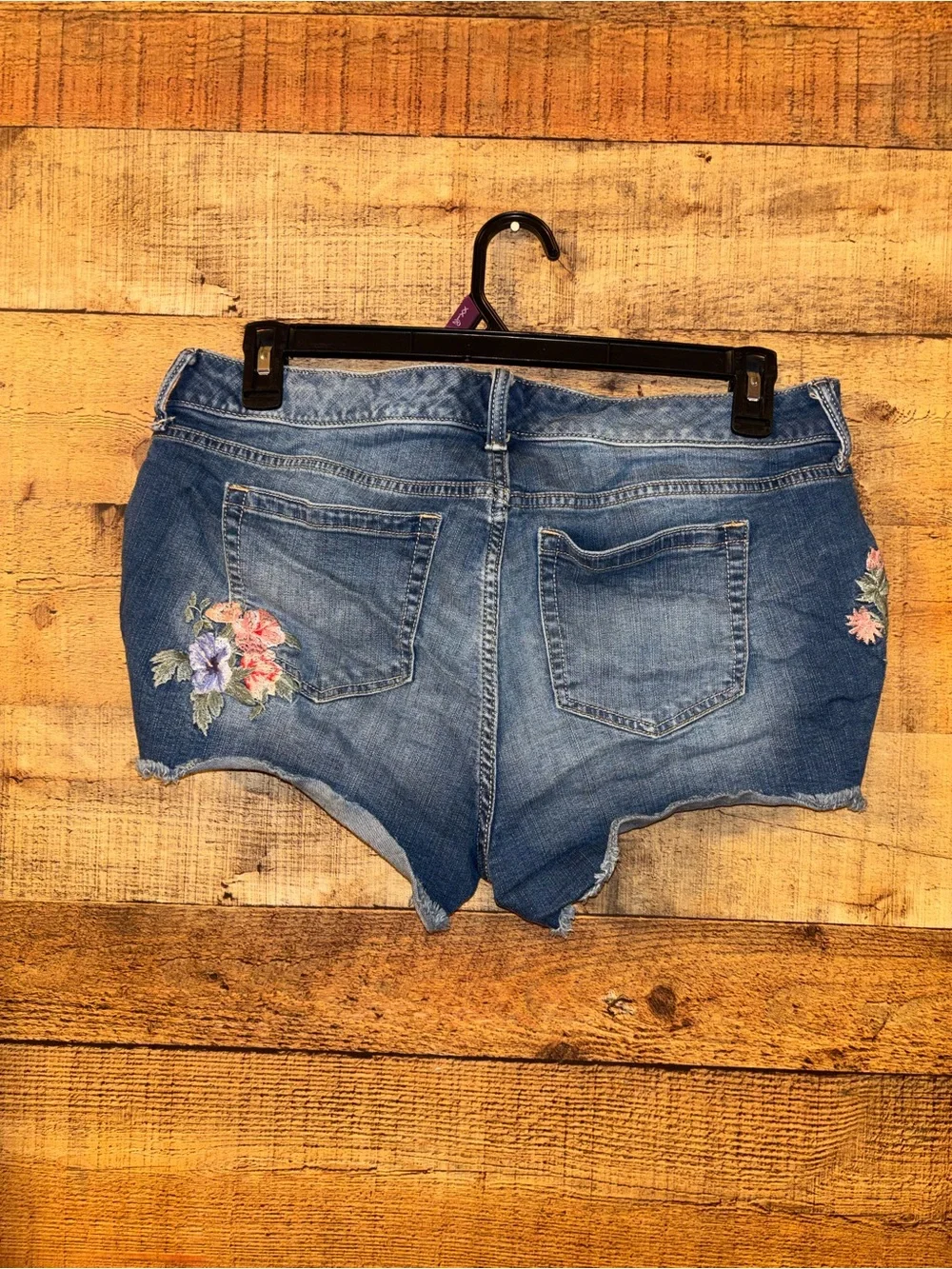 Torrid Floral Embroidered Jean Shorts